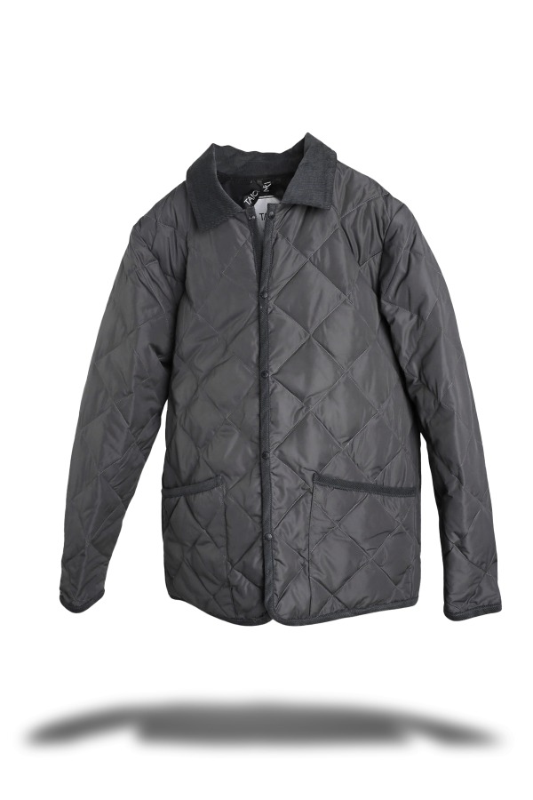 [UNISEX] PIPING COLLARED DOWN JACKET (GREY)