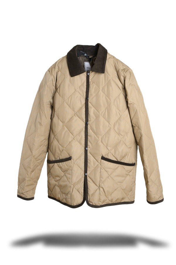 [UNISEX] PIPING COLLARED DOWN JACKET (BEIGE)